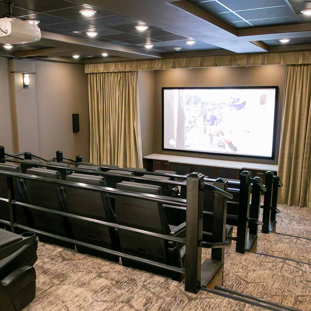 The theater room at Cypress Springs