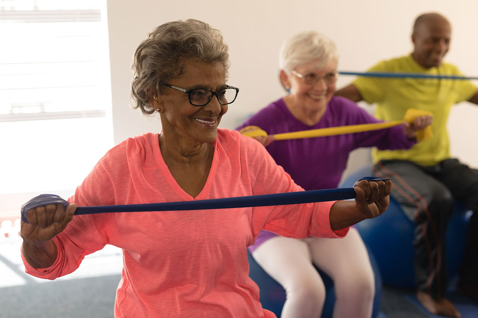Residents taking part in an exercise class at Cypress Springs